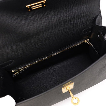 Hermes Handbag Kelly 25 Sellier Black Gold Epsom 2-Way — view 8