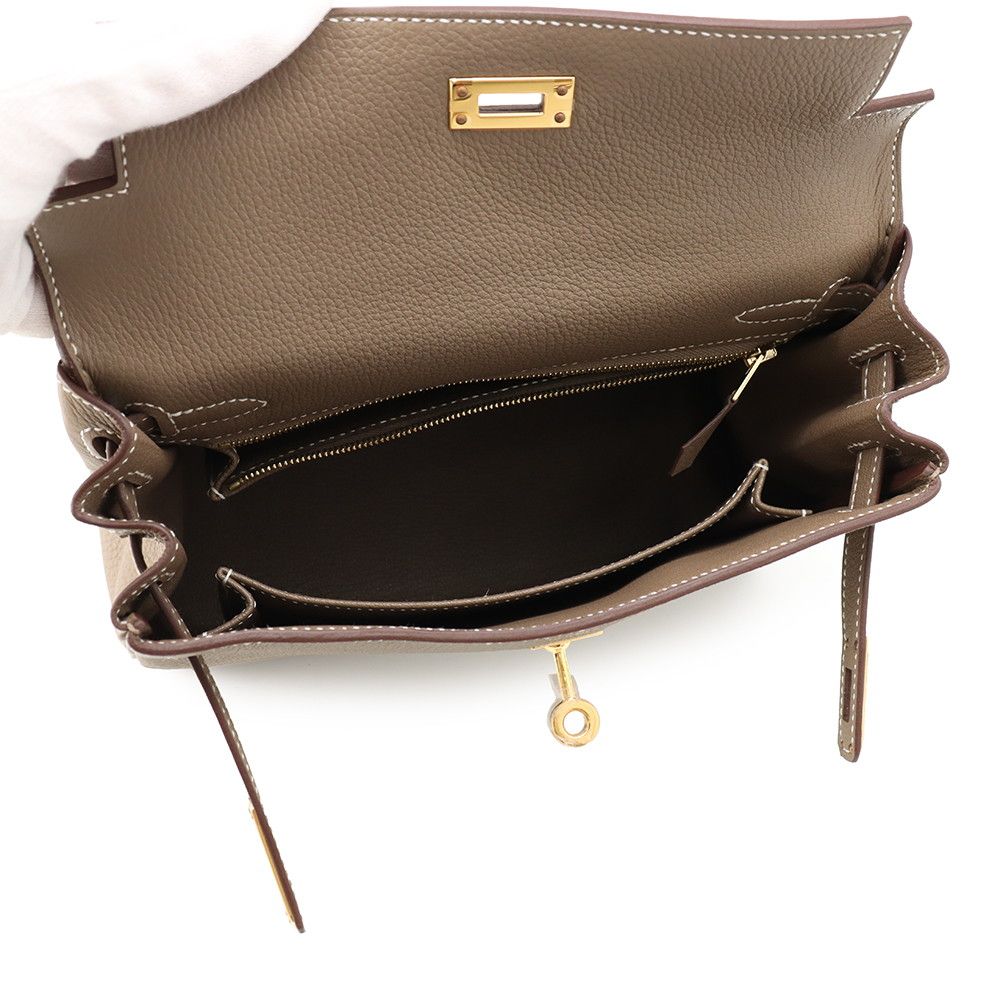 Hermes Handbag Kelly 25 Retourne Etoupe Gold Togo 2-Way — view 6