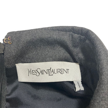Saint Laurent Layered Leather Color Half Sleeve Wool Dress 38 Gray — view 5