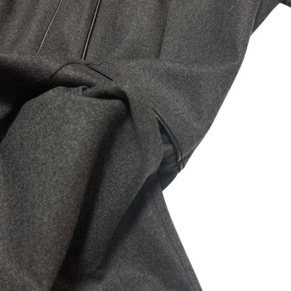 Saint Laurent Layered Leather Color Half Sleeve Wool Dress 38 Gray — view 4