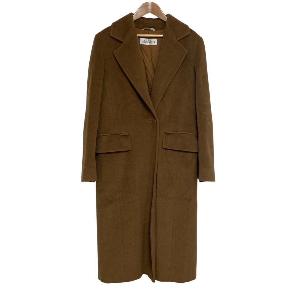 Max Mara Cashmere Blend Wool Chesterfield Coat 38 Brown