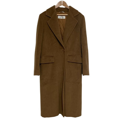 Max Mara Cashmere Blend Wool Chesterfield Coat 38 Brown