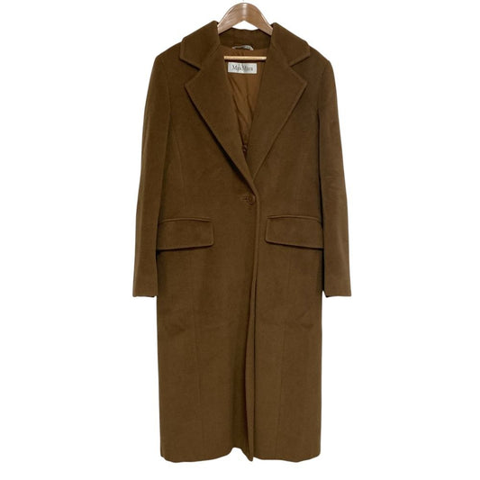 Max Mara Cashmere Blend Wool Chesterfield Coat 38 Brown