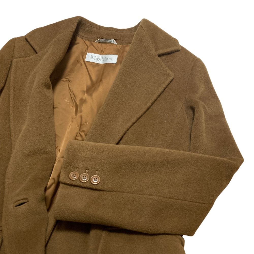 Max Mara Cashmere Blend Wool Chesterfield Coat 38 Brown — view 3