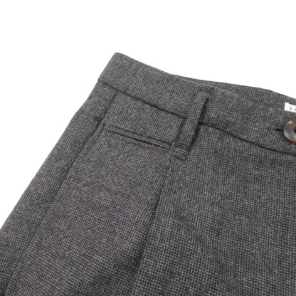 Brunello Cucinelli Leather Trim Check Wool Trousers Tuck Tapered Pants 40 Gray — view 4