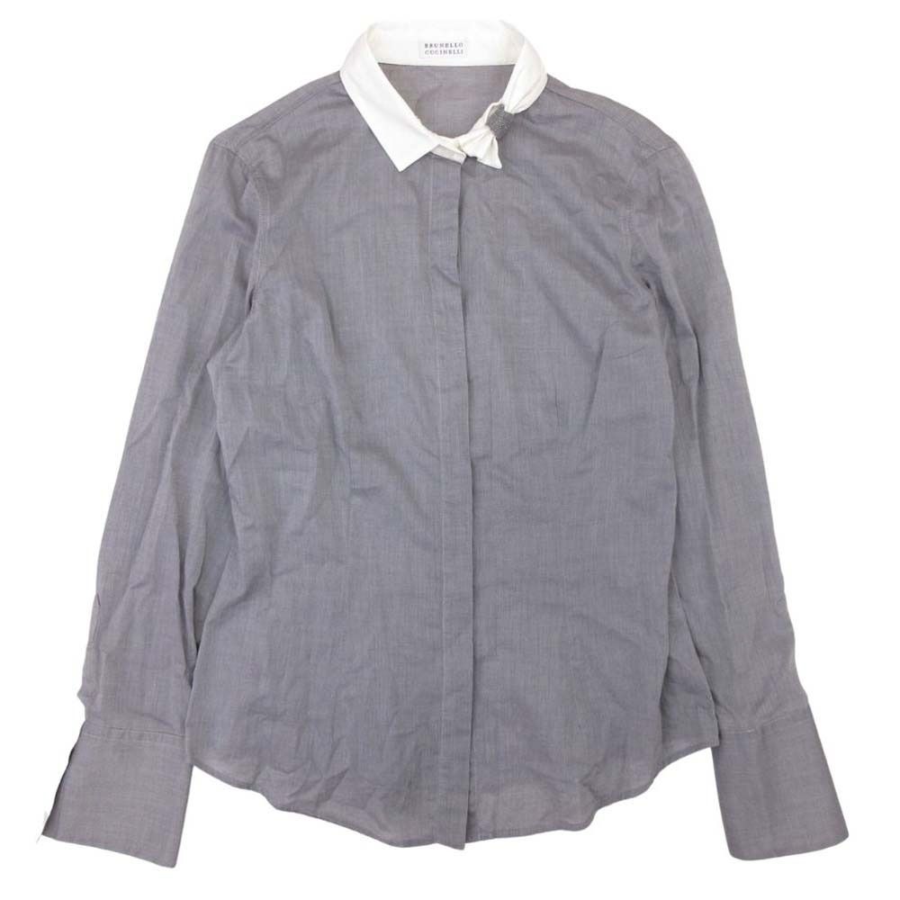 Brunello Cucinelli Cles Rick Shirt Blouse Cotton Chambray Long Sleeve Top M