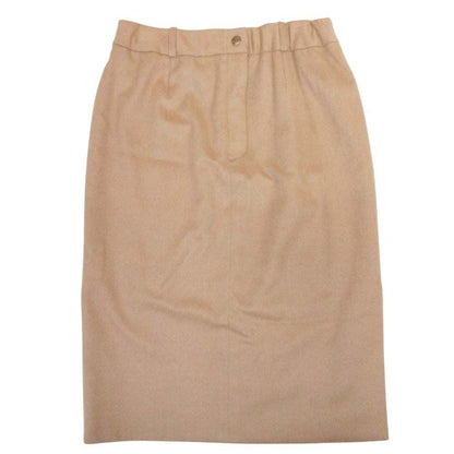 Dior Vintage Logo Button Camel Skirt Knee Length Calf Flare 40 Brown