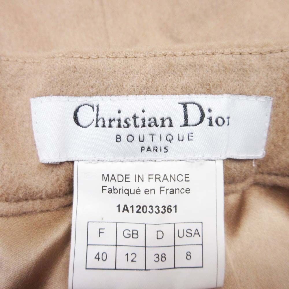 Dior Vintage Logo Button Camel Skirt Knee Length Calf Flare 40 Brown — view 5