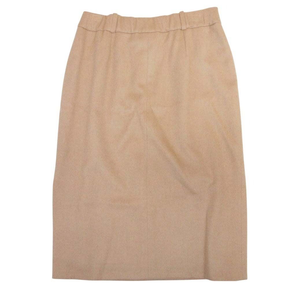 Dior Vintage Logo Button Camel Skirt Knee Length Calf Flare 40 Brown — view 2