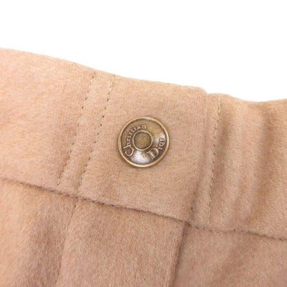 Dior Vintage Logo Button Camel Skirt Knee Length Calf Flare 40 Brown — view 3