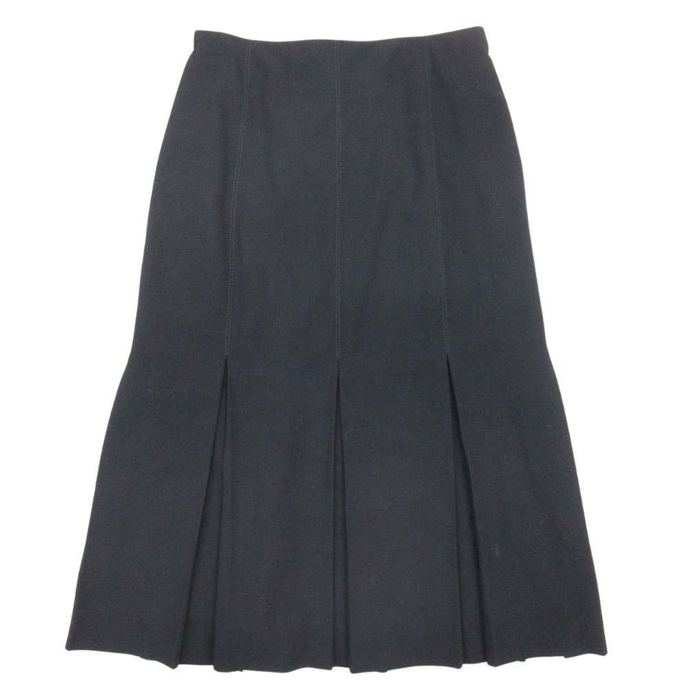 Hermes Martin Margiela Era Flare Skirt Tuck Knee Length Calf Wool Vintage 36