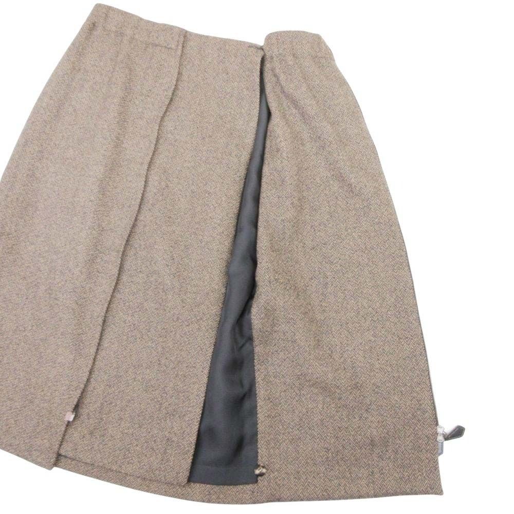 Hermes Martin Margiela Era Vintage Cashmere Blend Tweed Front Zip Skirt Knee — view 3
