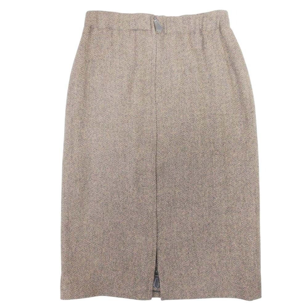 Hermes Martin Margiela Era Vintage Cashmere Blend Tweed Front Zip Skirt Knee