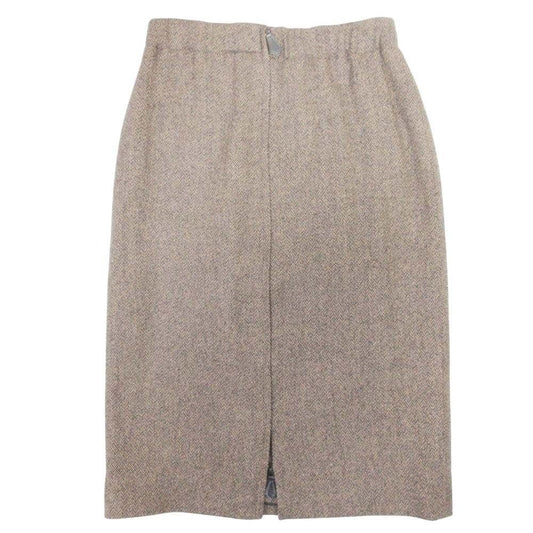 Hermes Martin Margiela Era Vintage Cashmere Blend Tweed Front Zip Skirt Knee