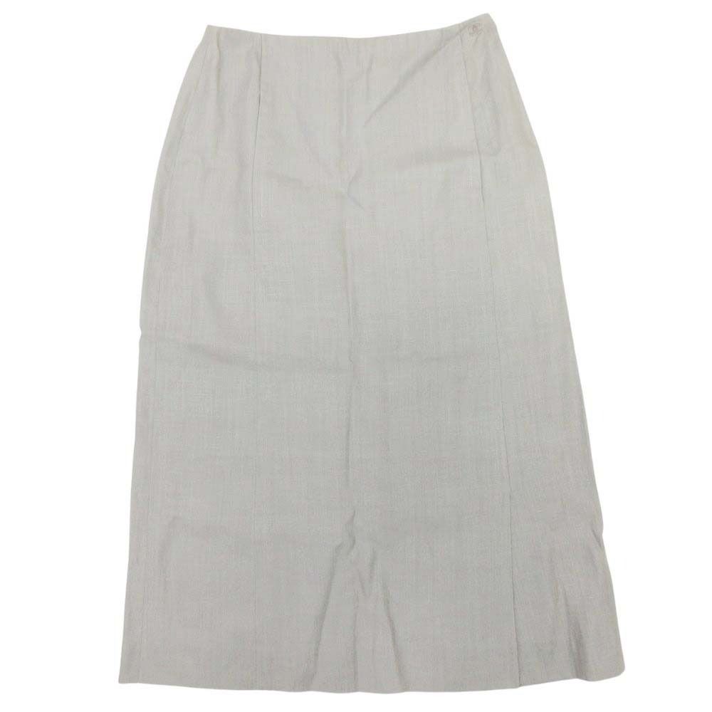 Chanel Boutique Vintage CC Logo Linen Mimole Skirt Semi Flare 38 Gray