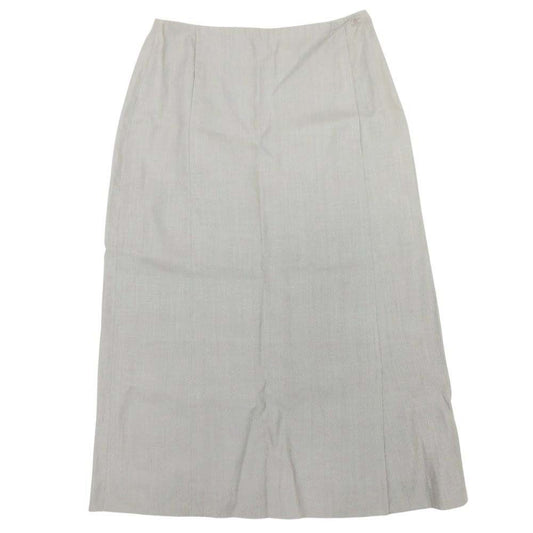 Chanel Boutique Vintage CC Logo Linen Mimole Skirt Semi Flare 38 Gray