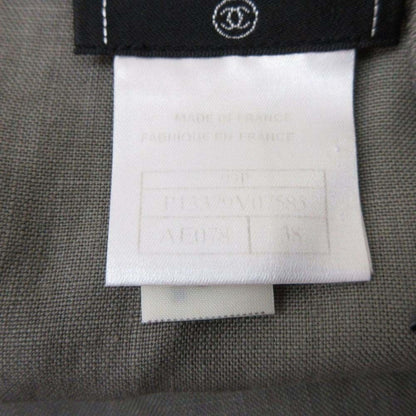 Chanel Boutique Vintage CC Logo Linen Mimole Skirt Semi Flare 38 Gray — view 6