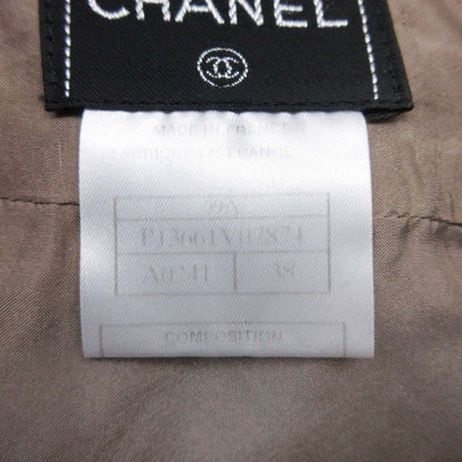 Chanel Vintage Wool Tweed Plaid Semi Flare Skirt Knee Length Mid Calf 38 Beige — view 7