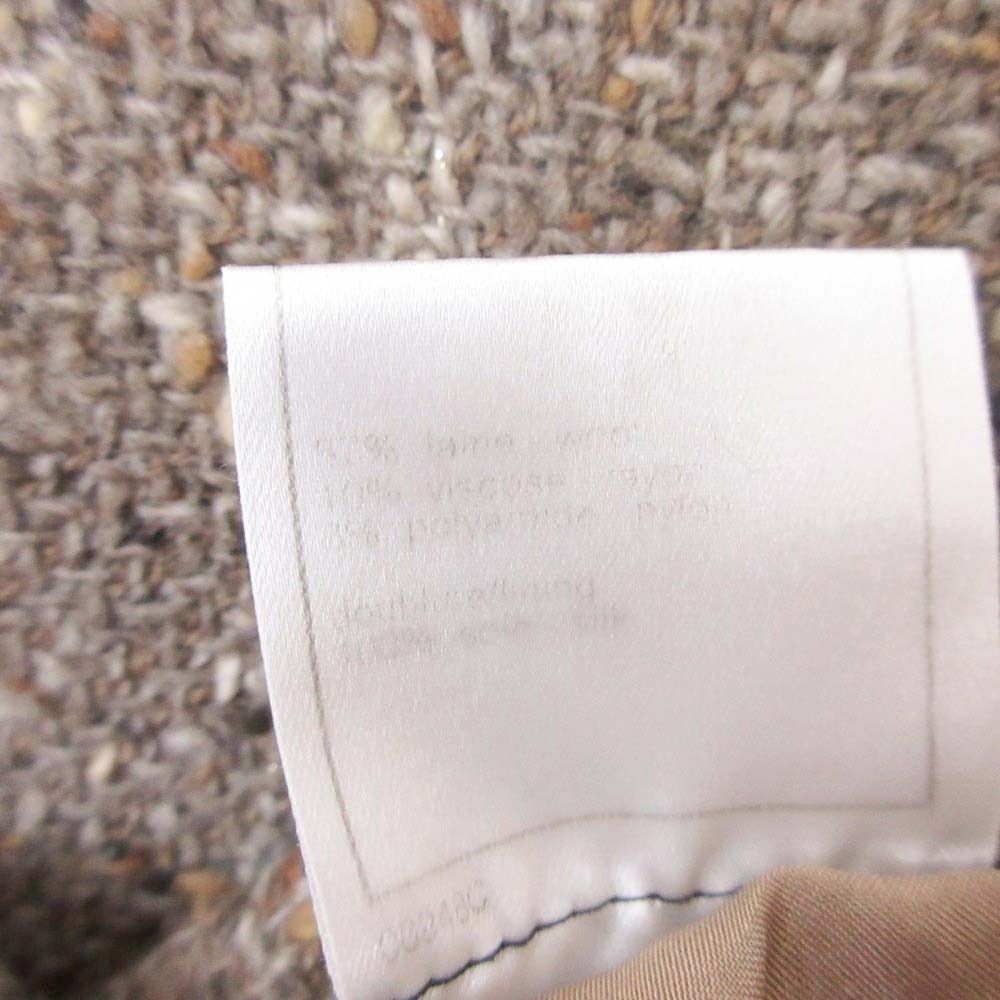 Chanel Vintage Wool Tweed Plaid Semi Flare Skirt Knee Length Mid Calf 38 Beige — view 8