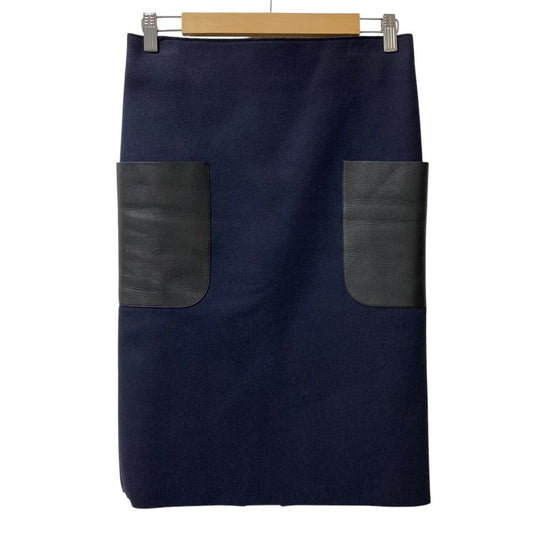 Celine Phoebe Philo Era Lambskin Pocket Wool Skirt 34 Navy