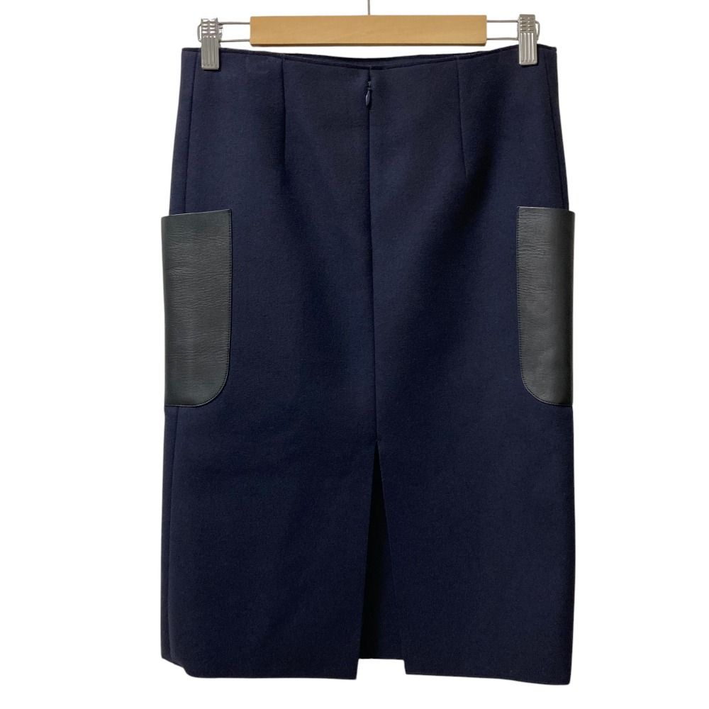 Celine Phoebe Philo Era Lambskin Pocket Wool Skirt 34 Navy — view 3