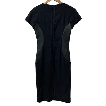 Fendi Cashmere Blend Lambskin Switch Short Sleeve Dress 36 Black — view 3