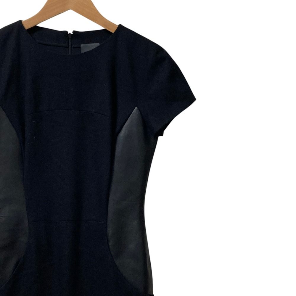 Fendi Cashmere Blend Lambskin Switch Short Sleeve Dress 36 Black — view 2