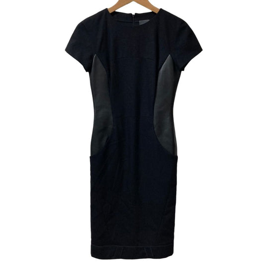 Fendi Cashmere Blend Lambskin Switch Short Sleeve Dress 36 Black