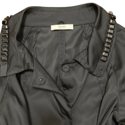 Prada Bijou Color Nylon Belted Coat 40 Black — view 5