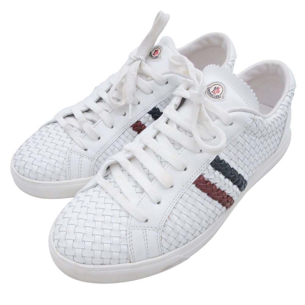 Moncler Monegasque Leather Braided Sneakers Low Cut 41 White — view 3