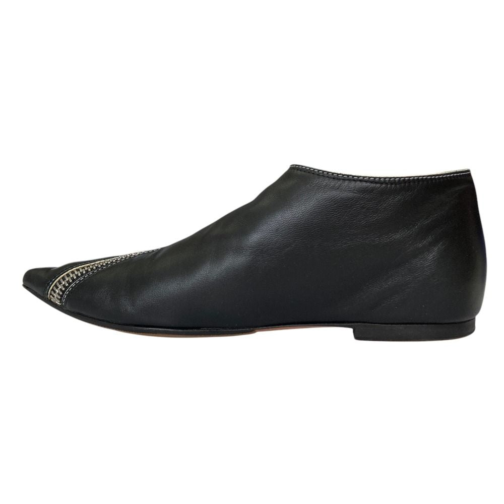 Celine Phoebe Philo Era Leather Pointed Toe Zipper Flat Shoes 36 Black — view 5