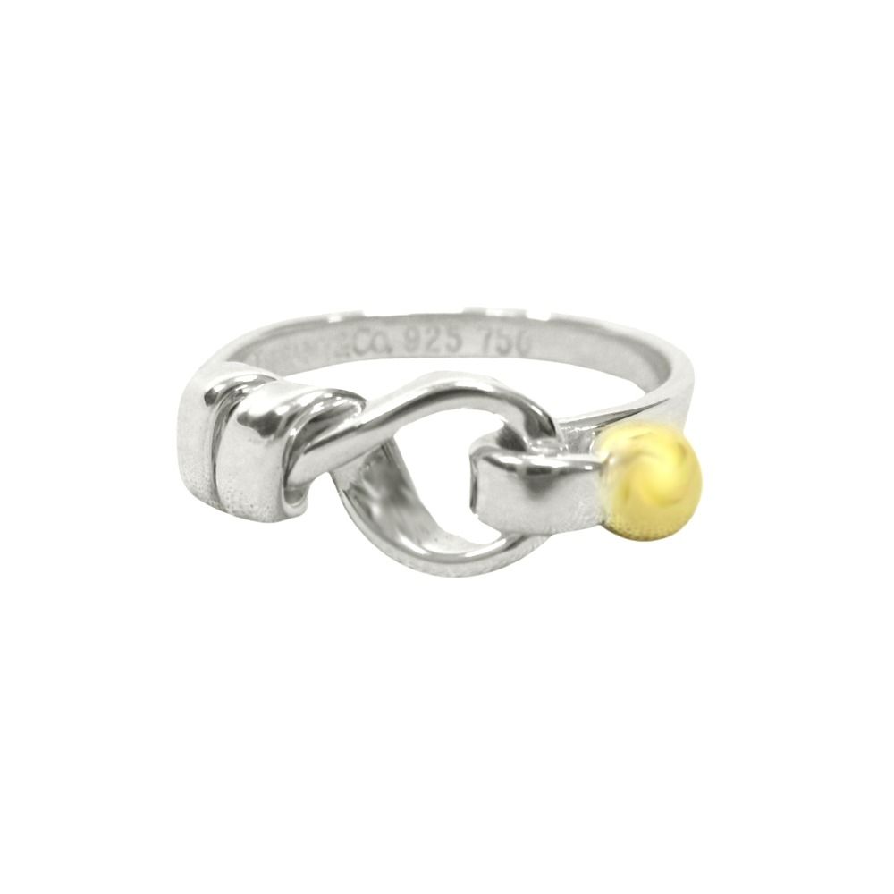 Tiffany & Co Polished 18k Hook Eye Ring 750 Silver Gold