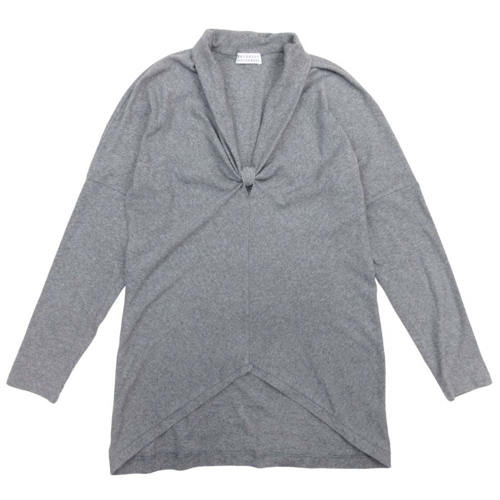 Brunello Cucinelli Draped Neck Top Hem Line Long Sleeve Top Knit Pullover M