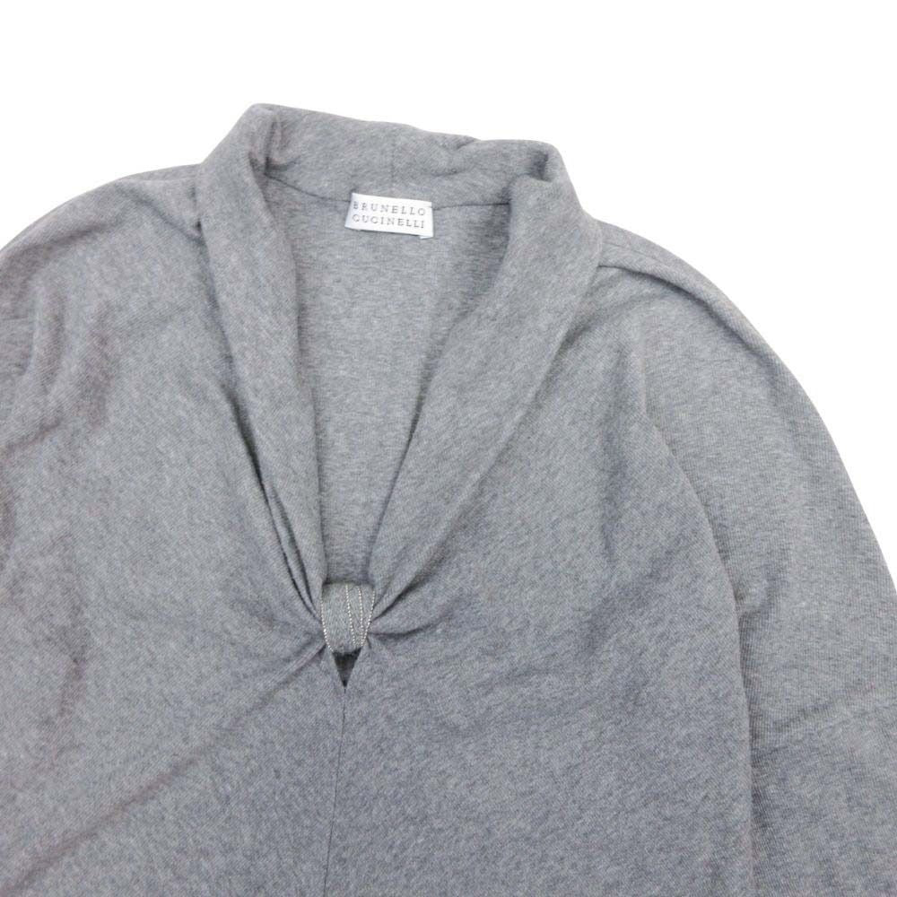 Brunello Cucinelli Draped Neck Top Hem Line Long Sleeve Top Knit Pullover M — view 3