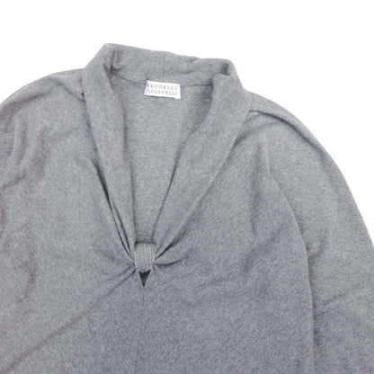 Brunello Cucinelli Draped Neck Top Hem Line Long Sleeve Top Knit Pullover M — view 3