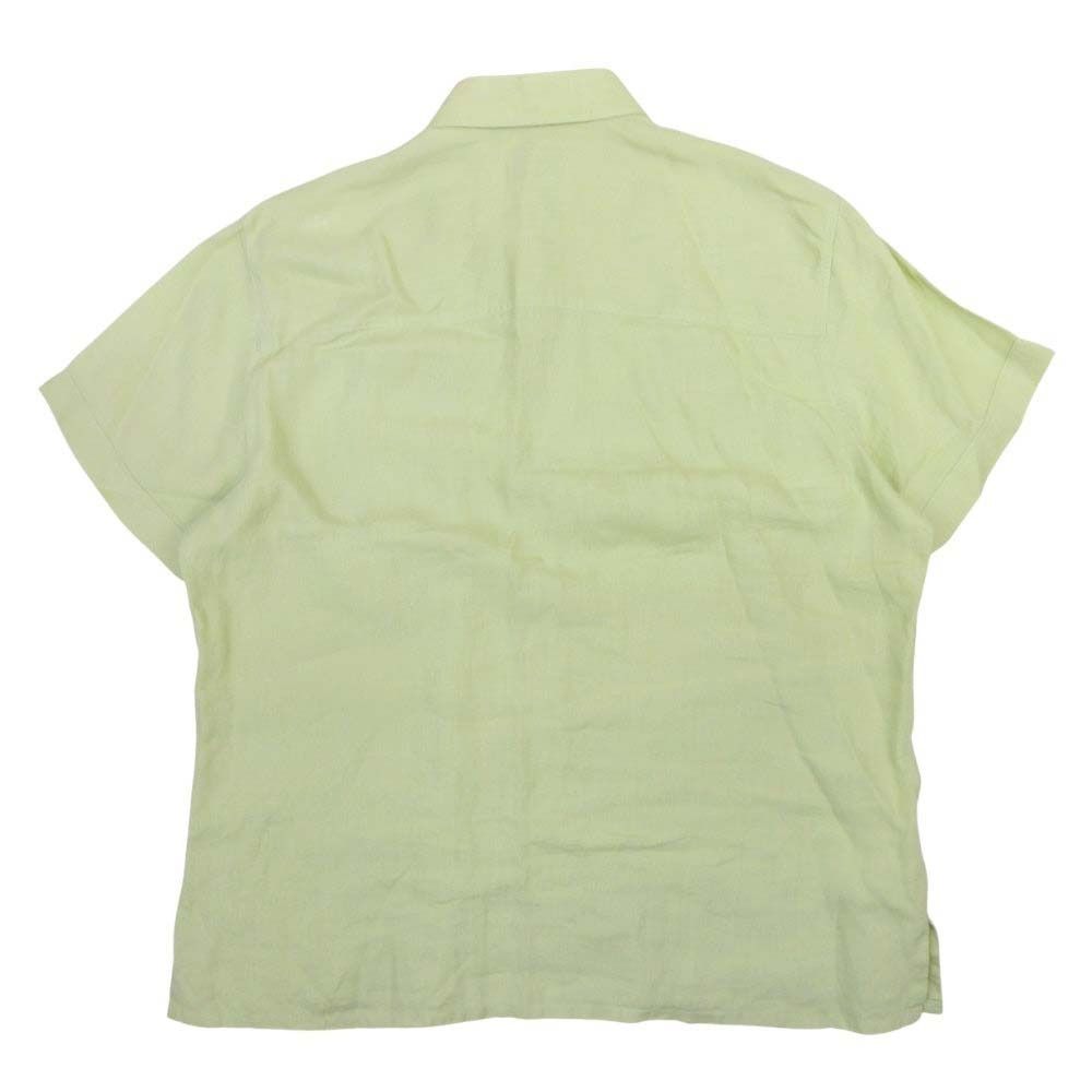 Hermes Linen 100% Shirt Top Short Sleeve Relaxed Fit 43 17 Yellow Green — view 2