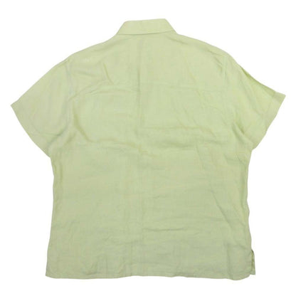 Hermes Linen 100% Shirt Top Short Sleeve Relaxed Fit 43 17 Yellow Green — view 2