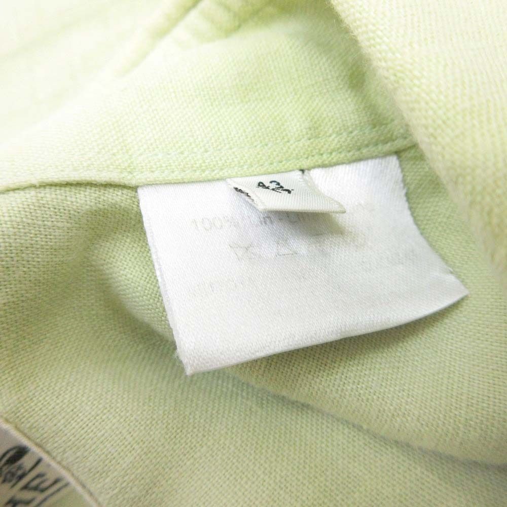 Hermes Linen 100% Shirt Top Short Sleeve Relaxed Fit 43 17 Yellow Green — view 6