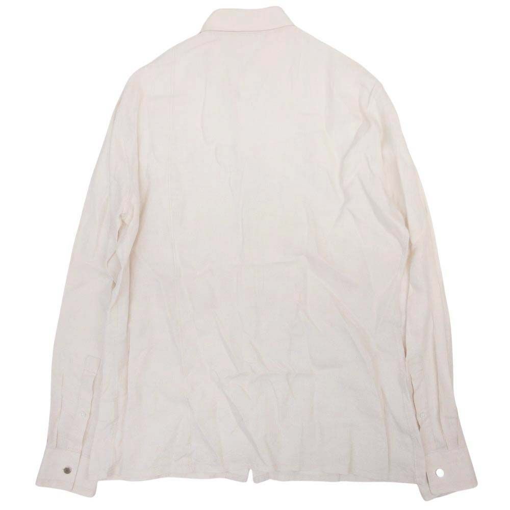 Hermes Linen 100% Series Button Shirt Top Long Sleeve Pintuck Stitch 41 Beige — view 2
