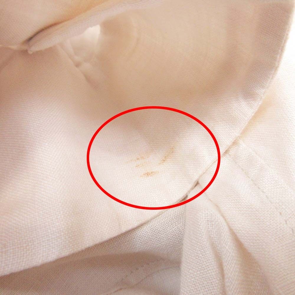Hermes Linen 100% Series Button Shirt Top Long Sleeve Pintuck Stitch 41 Beige — view 8