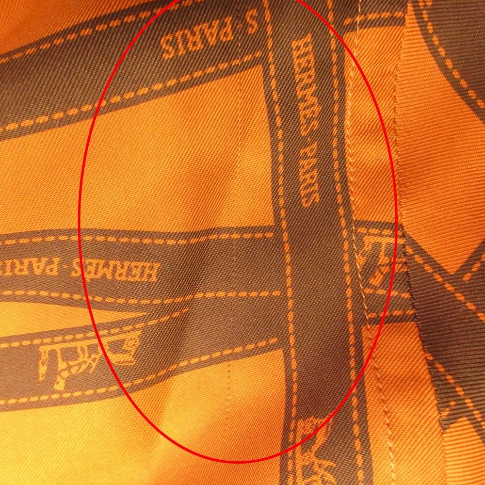 Hermes Bolduc Silk Shirt Series Button Blouse Top Ribbon Pattern 40 Orange — view 7