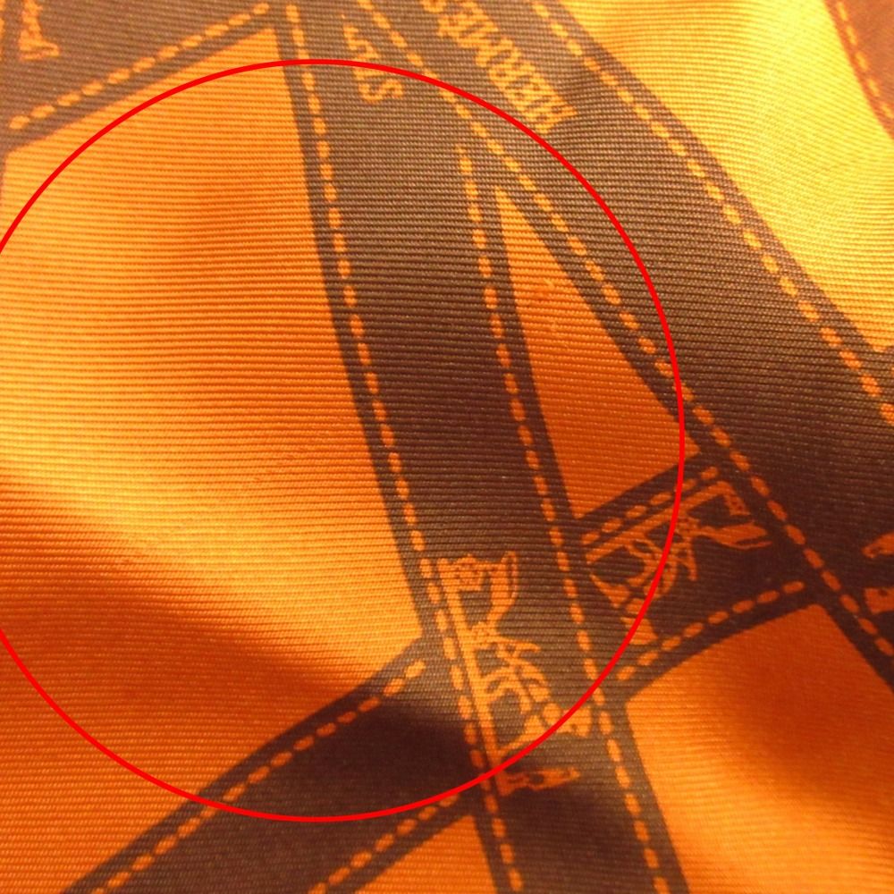 Hermes Bolduc Silk Shirt Series Button Blouse Top Ribbon Pattern 40 Orange — view 8