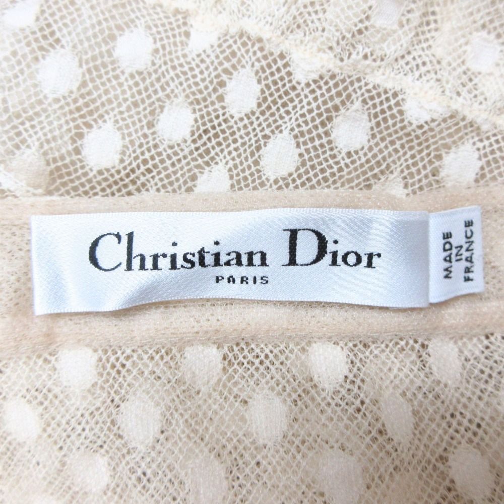Dior Lace Frill Sheer Long Skirt Beige Ivory — view 5