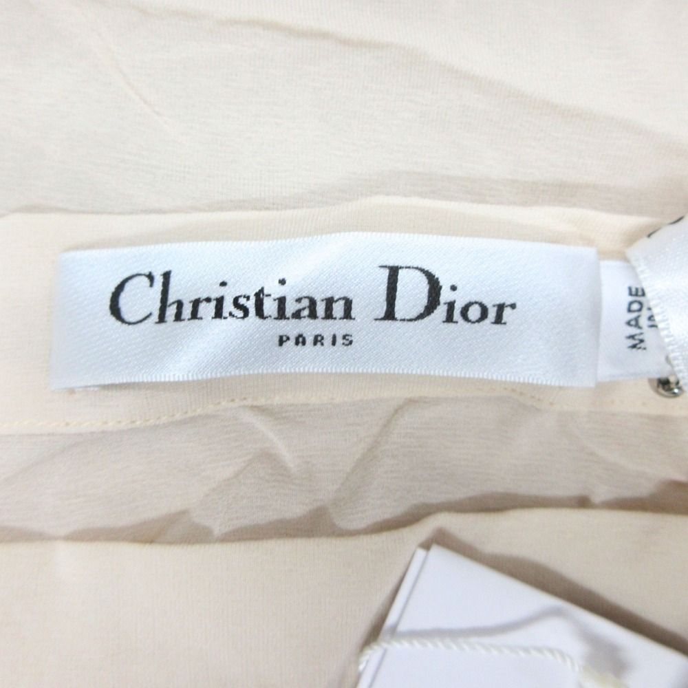 Dior Lace Frill Sheer Long Skirt Beige Ivory — view 7