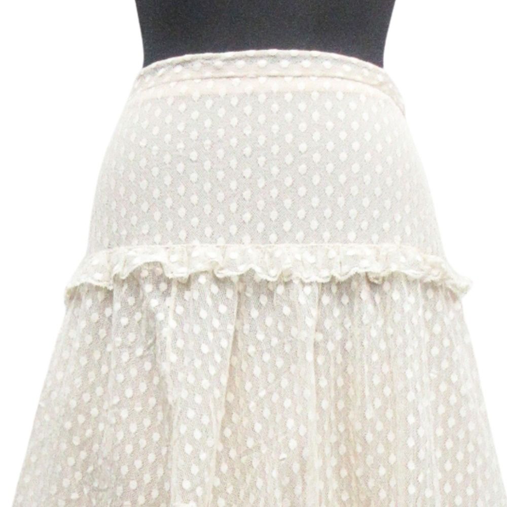 Dior Lace Frill Sheer Long Skirt Beige Ivory — view 3