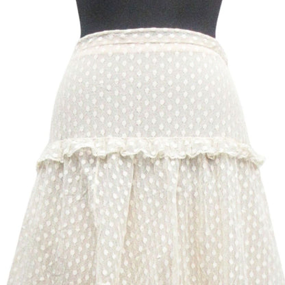 Dior Lace Frill Sheer Long Skirt Beige Ivory — view 3