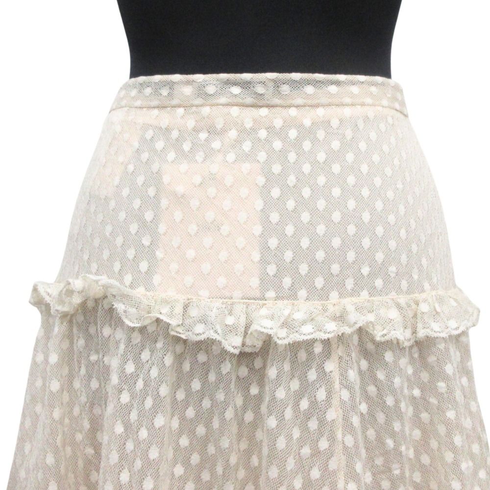 Dior Lace Frill Sheer Long Skirt Beige Ivory — view 4