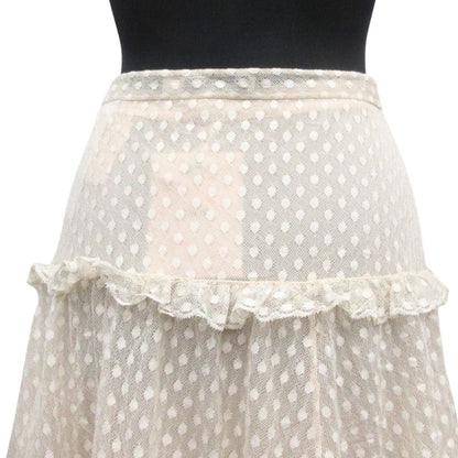 Dior Lace Frill Sheer Long Skirt Beige Ivory — view 4