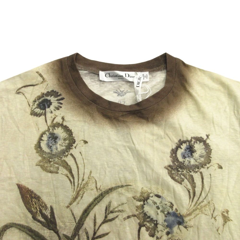 Dior Cotton Linen Botanical T-Shirt Sheer Paisley XS Beige — view 4