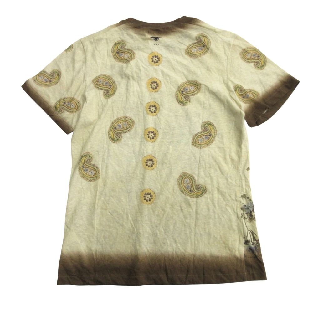 Dior Cotton Linen Botanical T-Shirt Sheer Paisley XS Beige — view 2